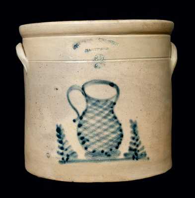 3 Gal. SEYMOUR & BOSWORTH / HARTFORD Stoneware Crock with Slip-Trailed Pitcher Decoration