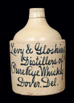 1 Gal. Dover, DE Stoneware Script Advertising Jug