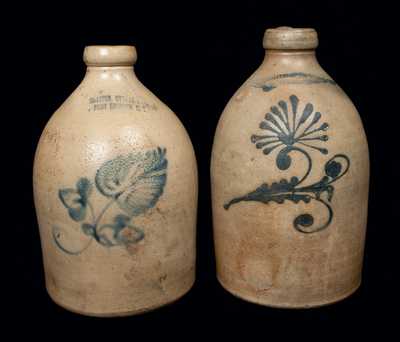 1 Gal. NICHOLS & BOYNTON / BURLINGTON, VT Stoneware Jug with Slip-Trailed Floral Decoration
