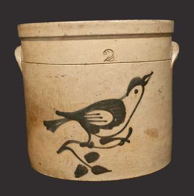 2 Gal. Stoneware Crock with Bird Decoration att. Fulper Bros., Flemington, NJ