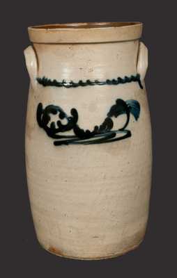 3 Gal. Stoneware Churn with Slip-Trailed Decoration, attributed Smith & Day, Norwalk