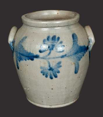 1 Gal. Ovoid Stoneware Jar with Floral Decoration, Remmey, Philadelphia, circa 1850