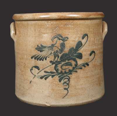 S. L. PEWTRESS / NEW HAVEN, CT Stoneware Crock with Bird Decoration