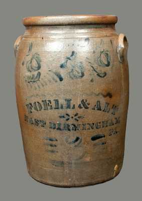 Scarce FOELL & ALT / EAST BIRMINGHAM, PA Stoneware Crock with Elaborate Floral Decoration