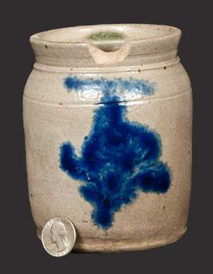 Rare Small Stoneware Jar with Floral Decoration, possibly Cortland, NY