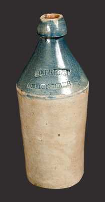 Stoneware Bottle with Bright Blue-Dipped Top Impressed DEFRESET LEMON BEER