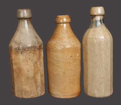 Lot of Three: Impressed Stoneware Bottle including Dated 1873 Example