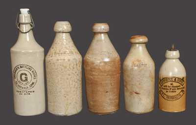 Lot of Five: Stoneware Bottles