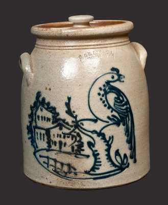 R & B DIEBBOLL / WASHINGTON, MI Stoneware Lidded Jar w/ Copy of Norton Pheasant and House Design
