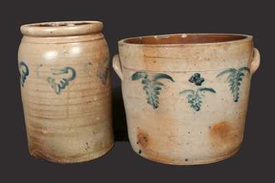 Lot of Two: Two-Gallon NJ Stoneware Crock and Four-Gallon Crock