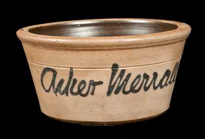 Stoneware Advertising Bowl or Collander, attrib. Fulper Pottery, Flemington, NJ, late 19th century