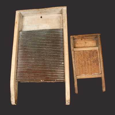 Miniature Stoneware Washboard with Full-Sized Stoneware Washboard