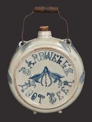 BARDWELL'S ROOT BEER Stoneware Canteen attrib. Whites Utica
