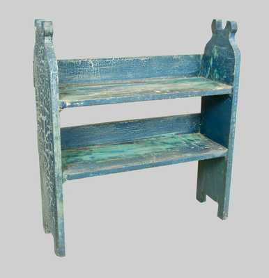 Diminutive Blue-Painted Crock or Bucket Bench