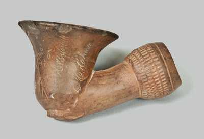 Unusual 1854 Boston Redware Presentation Pipe