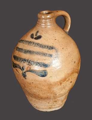 C. CROLIUS / MANHATTAN WELLS / NEW YORK Stoneware Jug w/ Elaborate Incising