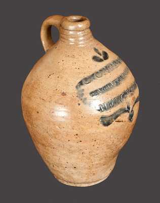 C. CROLIUS / MANHATTAN WELLS / NEW YORK Stoneware Jug w/ Elaborate Incising