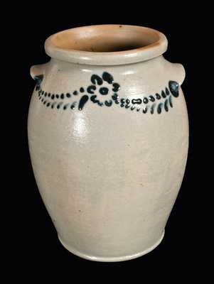 Very Fine Slip-Trailed Stoneware Jar Signed by Morgan & Amoss, Baltimore, 1821