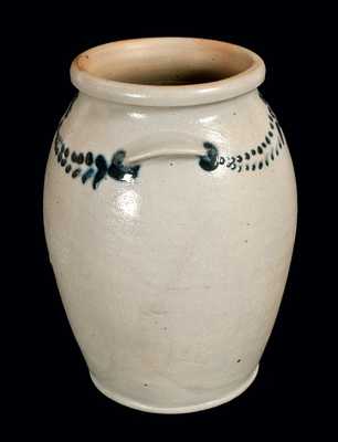 Very Fine Slip-Trailed Stoneware Jar Signed by Morgan & Amoss, Baltimore, 1821