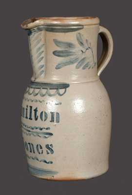 Very Fine HAMILTON & JONES (Greensboro, PA) Stoneware Pitcher with Freehand Floral Decoration