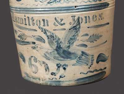 Exceptional HAMILTON & JONES Stoneware Crock w/ One-of-a-Kind Brushed Eagle Decoration