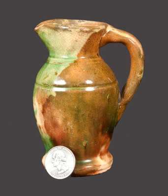 Miniature Multi-Glazed Redware Cream Pitcher, Strasburg, VA origin