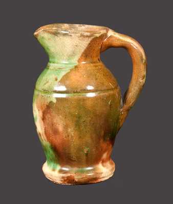 Miniature Multi-Glazed Redware Cream Pitcher, Strasburg, VA origin