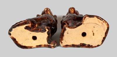 Very Important Pair of Glazed Redware Spaniels Signed JOHN BELL, Waynesboro, PA