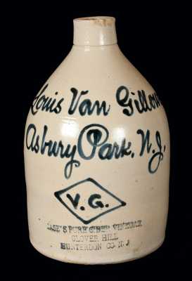 Very Rare Asbury Park, NJ Stoneware Script Jug w/ CASE'S PURE CIDER VINEGAR Impressed at Base