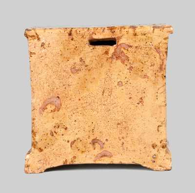 Unusual Redware Dresser-Form Bank with Sponged Manganese Decoration