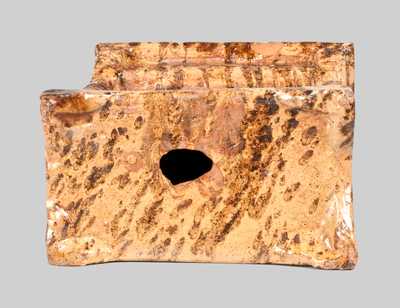 Unusual Redware Dresser-Form Bank with Sponged Manganese Decoration