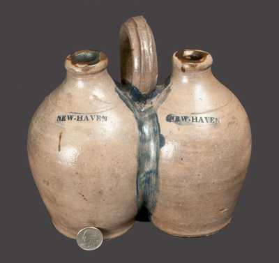 Rare NEW HAVEN Stoneware Gemel (Double Jug)