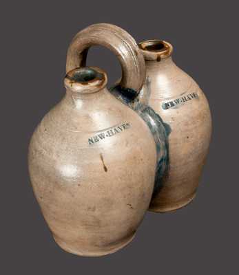 Rare NEW HAVEN Stoneware Gemel (Double Jug)