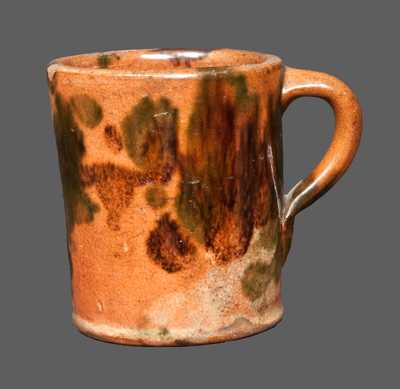 Rare Multi-Glazed Redware Mug, Strasburg, VA origin, late 19th century