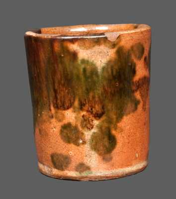 Rare Multi-Glazed Redware Mug, Strasburg, VA origin, late 19th century
