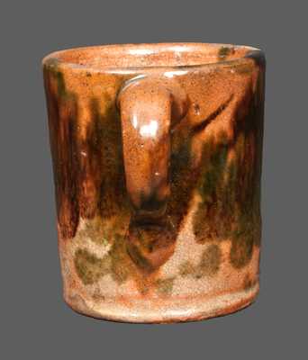 Rare Multi-Glazed Redware Mug, Strasburg, VA origin, late 19th century