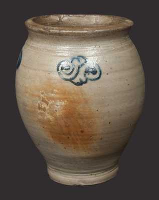 Rare Stoneware Jar with Cobalt Watchspring Decoration, attrib. Capt. James Morgan, Cheesequake, NJ