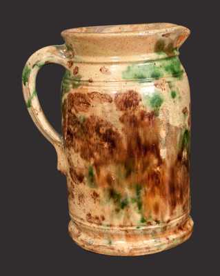 Multi-Glazed Redware Tankard Pitcher, Strasburg, VA origin, late 19th century