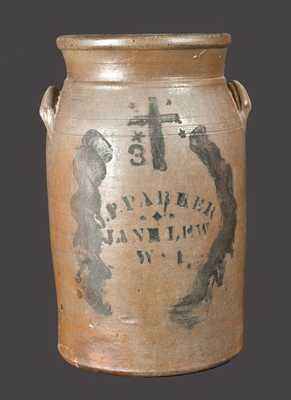 J.P. PARKER / JANE LEW / WV Stoneware Churn w/ Stenciled Cross