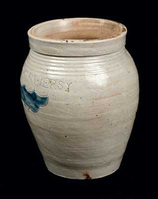 Very Fine S. AMBOY N. JERSY Half-Gallon Stoneware Jar (Warne & Letts)