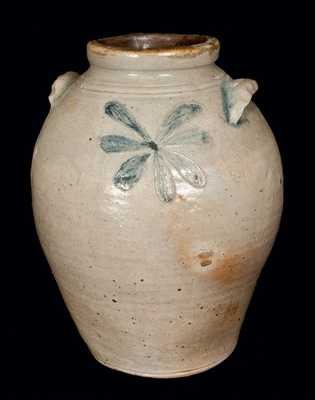 Rare Stoneware Jar w/ Scalloped Handles, attrib. Morgan / van Wickle Pottery, Old Bridge, NJ