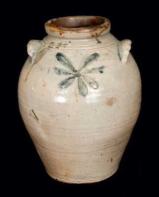 Rare Stoneware Jar w/ Scalloped Handles, attrib. Morgan / van Wickle Pottery, Old Bridge, NJ