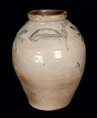 Rare Stoneware Jar w/ Scalloped Handles, attrib. Morgan / van Wickle Pottery, Old Bridge, NJ