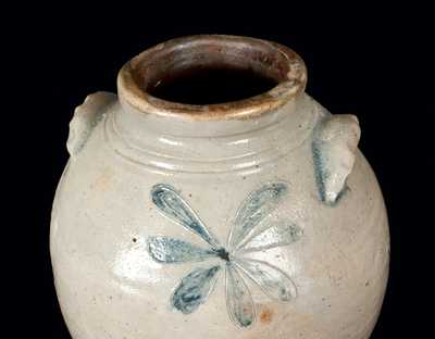 Rare Stoneware Jar w/ Scalloped Handles, attrib. Morgan / van Wickle Pottery, Old Bridge, NJ