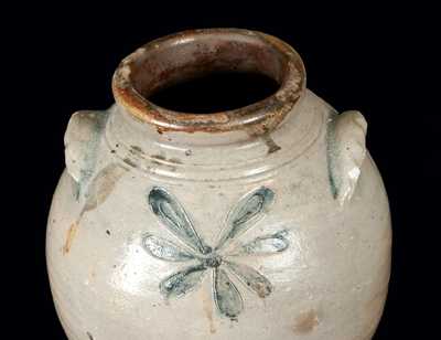 Rare Stoneware Jar w/ Scalloped Handles, attrib. Morgan / van Wickle Pottery, Old Bridge, NJ