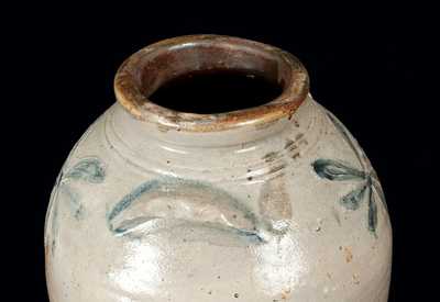 Rare Stoneware Jar w/ Scalloped Handles, attrib. Morgan / van Wickle Pottery, Old Bridge, NJ