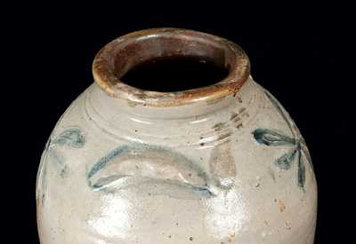 Rare Stoneware Jar w/ Scalloped Handles, attrib. Morgan / van Wickle Pottery, Old Bridge, NJ