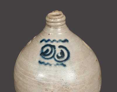 2 Gal. Stoneware Jug with Watchspring Decoration att. Capt. James Morgan, Cheesequake, NJ, 1780-90
