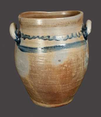 Loop-Handled Stoneware Jar attrib. Capt. James Morgan, Cheesequake, NJ, circa 1780-90