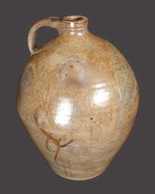 Rare Ovoid Stoneware Jug w/ Large Incised Bird Decoration att. Nicholas Van Wickle, Old Bridge, NJ